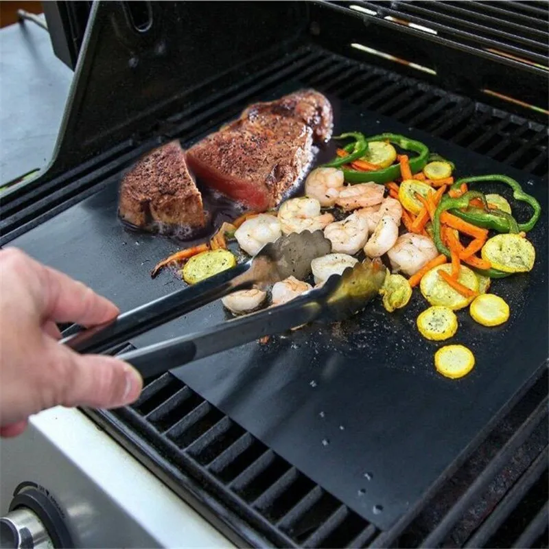 3Pcs Non-stick BBQ Grill Mat 40*33cm Baking Mat Cooking Grilling Sheet Heat Resistance Easily Cleaned Kitchen For Party