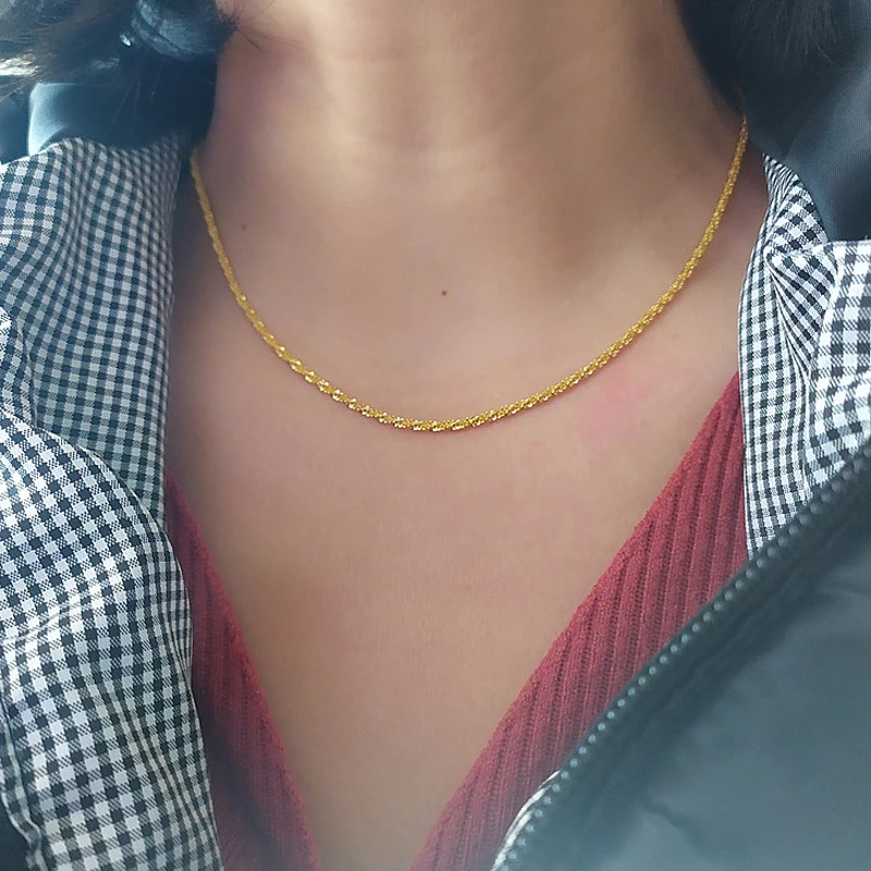 Silver Necklace 925 Sterling Silver Sparkling Clavicle Chain Shiny Choker Exquisite Necklace for Women Fine Jewelry Wedding Gift NK106
