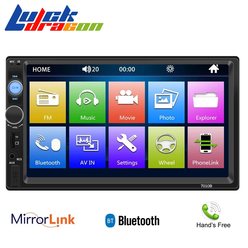 Radio Handsfree Reverse Image Bluetooh Car Mirrolink FM/AUX/USB/TF 2 Din Steering wheel control audio Stereo | Автомобили и