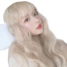 Парик длинные волосы Кукуруза горячей пушистые длинные вьющиеся волосы парик воды волнистая волна для девочек косплей WH998