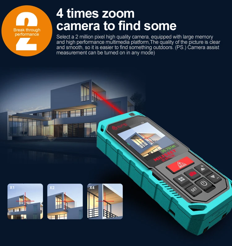US $85.45 Mileseey Outdoor Laser Distanc Meter 100m 4x Zoom Laser Measurement Distance Bluetooth Digital Rangefinder With Camera