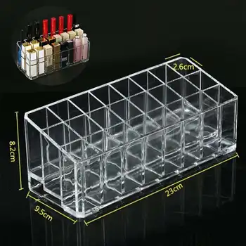 

24 Compartments Acrylic Lip Gloss Holder Lipstick Display Holder Cosmetic Organizer Makeup Display Storage Case