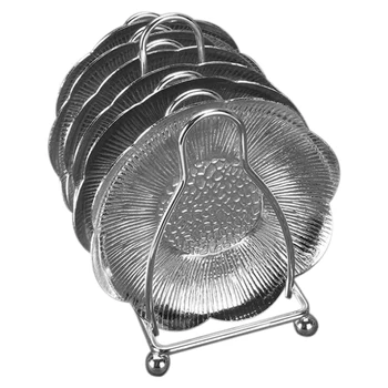 

6 Pcs Tea Coasters with Patterns, Retro Silver Coasters, Zinc Alloy Tea Cup Holders, Tea Ceremony Kung Fu Tea Ornaments