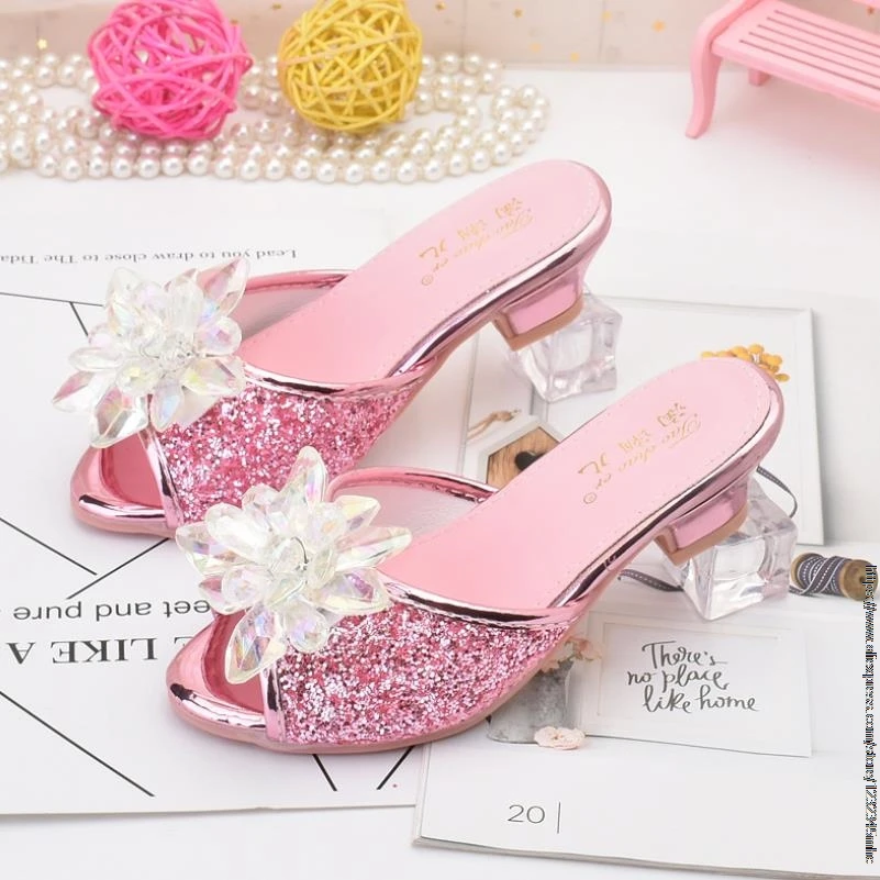 Disney new Elsa Shoes For Girls Cartoon Leather Children Shoes Frozen Princess Kids Girl Slippers Dress Snow Queen Sandal
