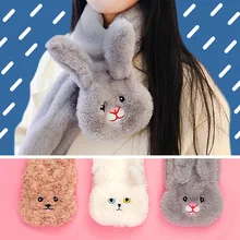 Bentoy зимний плюшевый шарф для девочек, теплые плюшевые шарфы, Детская меховая обертка, Мультяшные животные, шарфы для детей, подарок