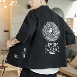 Plus Size 5XL Japanese Kimono Cardigan For Men Yukata Coat Asian Traditional Costume Samurai Harajuku Style Japan Haori Cardigan