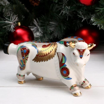 

Damask "Bull Ikar", Gzhel, colored, with gold, 0.5 L 4882381