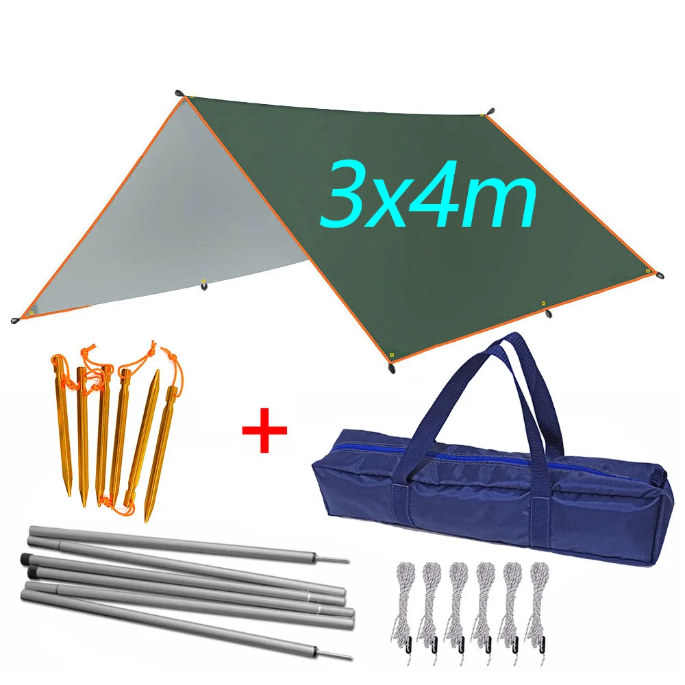 3mx3m  3mx4m Awning Waterproof Tarp Tent Outdoor Camping Sun Shelter Canopy Sunshade Sun Shade Beach Garden Picnic Tourist Tarp