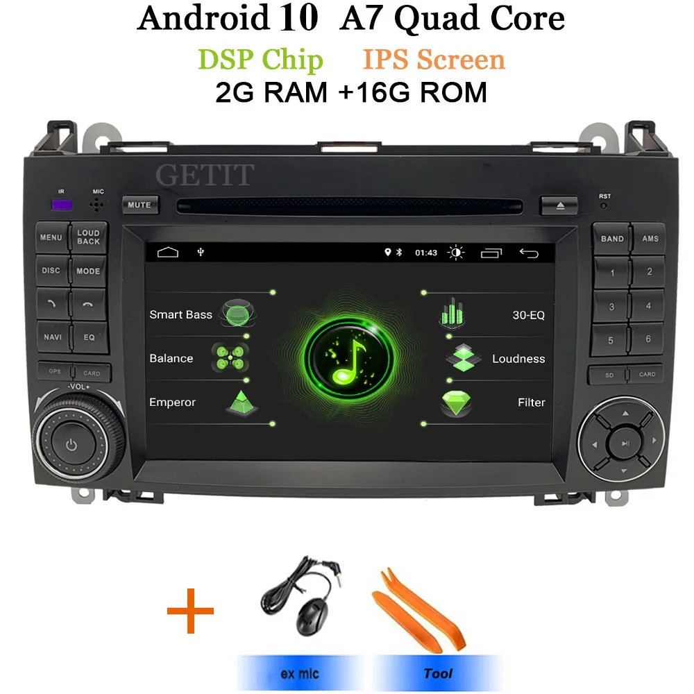 Android 10 2din Авто Радио DVD мультимедиа для Mercedes Benz B200 A B класс W169 W245 Viano Vito W639 Sprinter W906 wifi gps - Цвет: DSP-IPS A7 2G