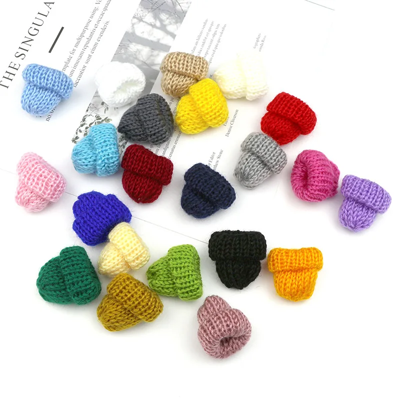 Craft Supplies 10-50Pcs Knitting Color Mini Hats DIY Craft Supplie Kids Headwear Hair Accessories Brooch Crochet Decor Toys Ornaments Small Cap