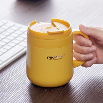 

340&460ML 304 Stainless Steel Thermos Mugs Office Cup With Handle With Lid Insulated Tea mug Thermos Cup Office Thermoses