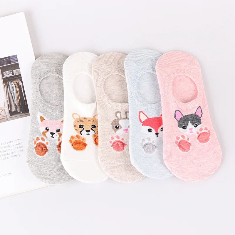 28 Style 10 Piece=5 Pairs/lot Cute Harajuku Animal Socks Women Summer Korean Cat Bear Rabbit Funny Low Cut Ankle Sock Happy Sox