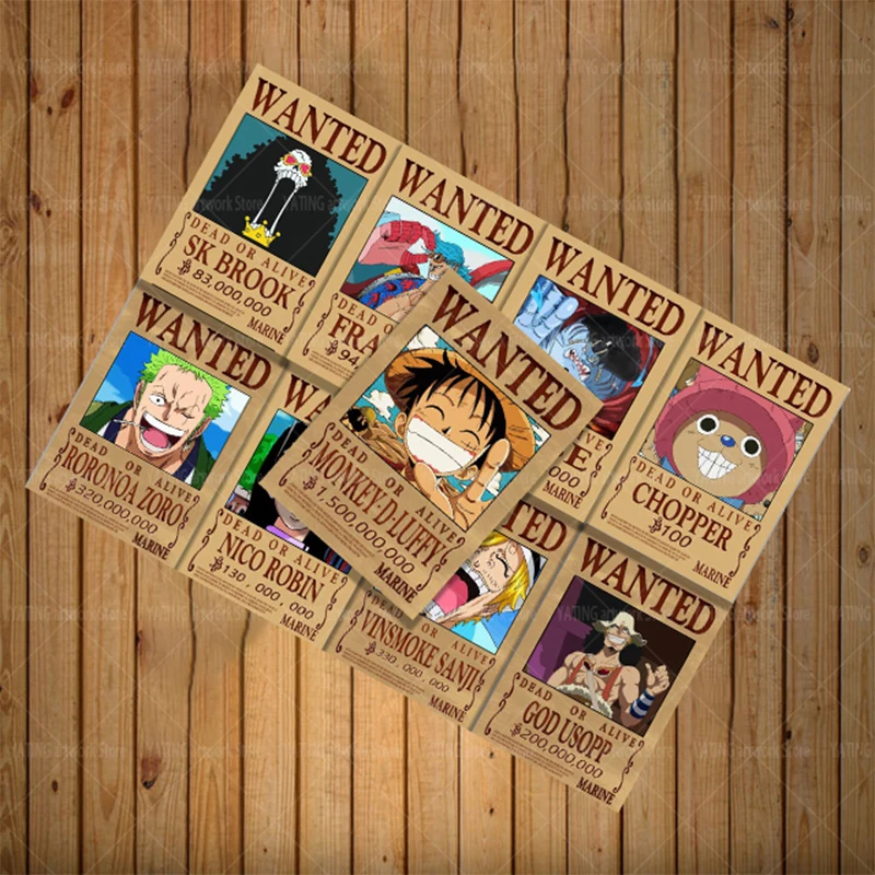 One Piece Luffy Canvas Painting Anime Retro Wanted Character Poster Wall Art Print Modern Home Children's Bedroom Decoration Mur