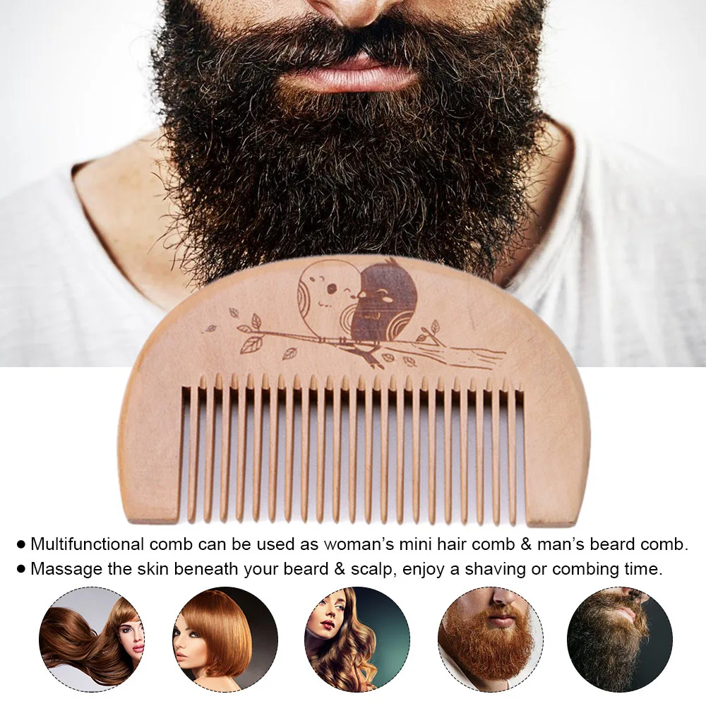 wooden hair comb male beard comb anti-static male mini facial