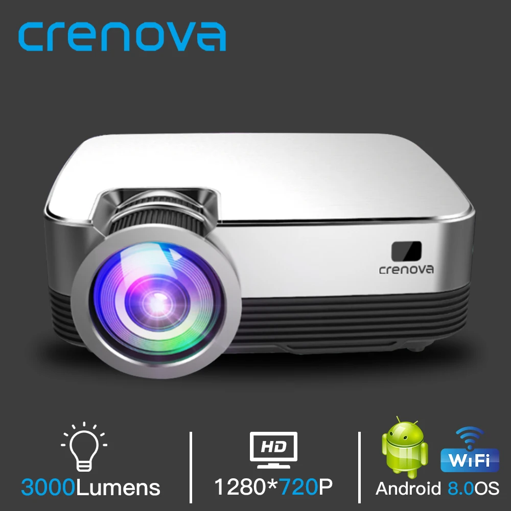 Видеопроектор CRENOVA Android Q6 1280*720P разрешение на 8 0 Wi Fi Bluetooth домашний кинотеатр