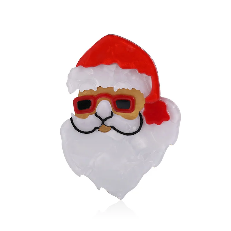 Blucome Милые Акриловые броши Санта-Клауса, булавки для детей, женщин, ручной работы, подарки на Рождество, вечеринку, брошь для шляп, платье, аксессуар - Окраска металла: Red