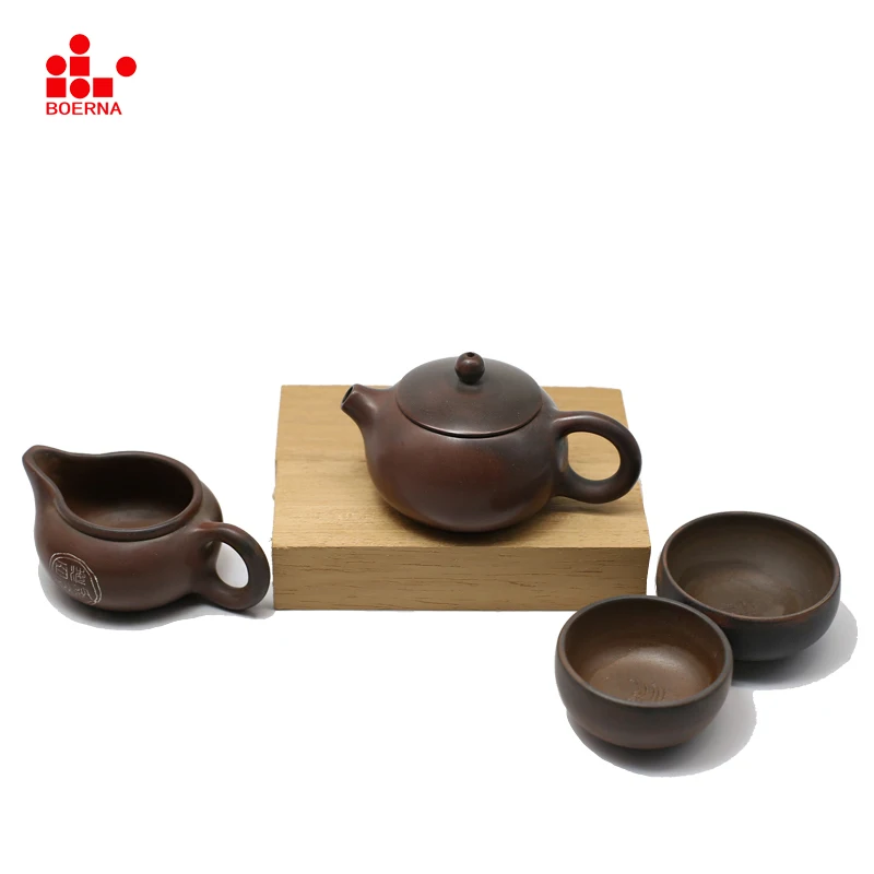 BOERNA Handmade Nixing Teapot Drinkware Tea Pot Cup Set Nixing Clay Kung Fu Tea Sets Nixing Ceramic Chinese puer Tea set kettle
