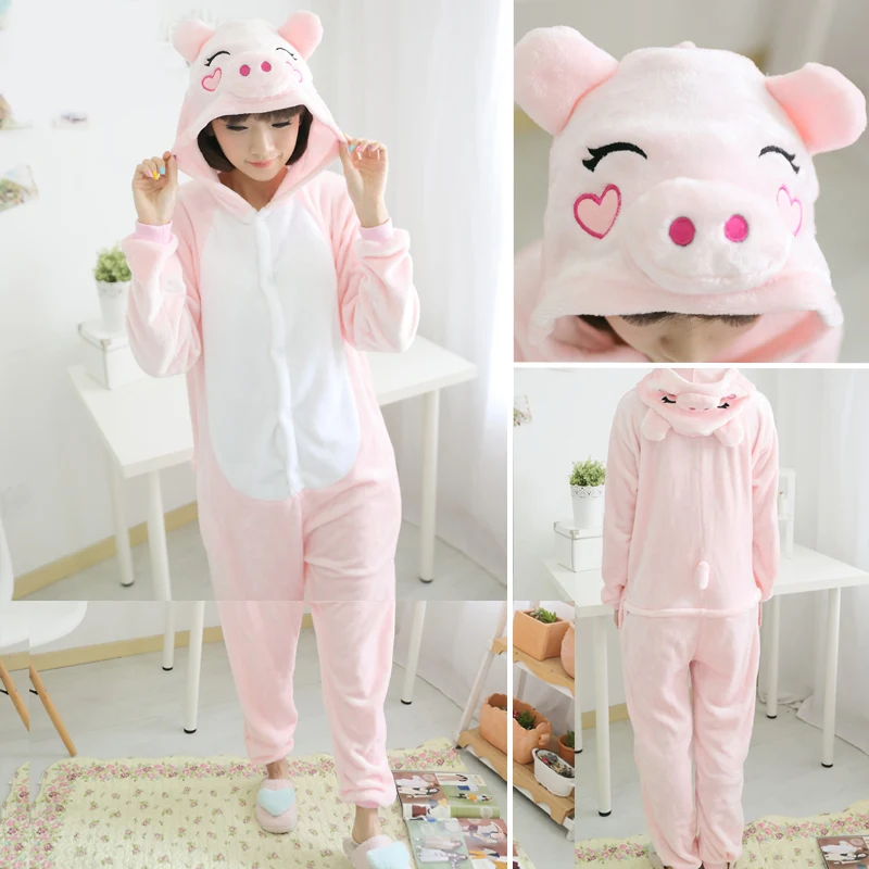 cotton pyjamas for ladies Winter Warm Women Onesie Unicorn Stitch Totoro Zebra Pajamas Sets Cute Flannel Animal Pajama Nightie One Piece Sleepwear Costume pajama sets for women Pajama Sets