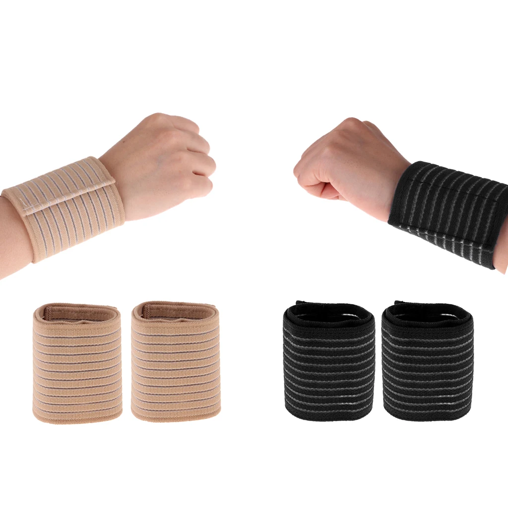 2 Pairs Premium Gym Hand Wristband Wrist Brace Compression Wrap Support, Adjustable & Wear-resisting