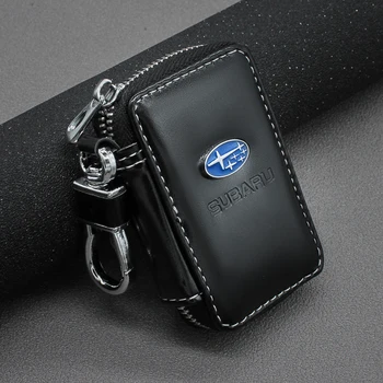 

Leather Key Wallets Zipper Car Key Holders Buckle Key Case Housekeeper Holder For Subaru Forest Human Lion XV Impreza WRX WRC