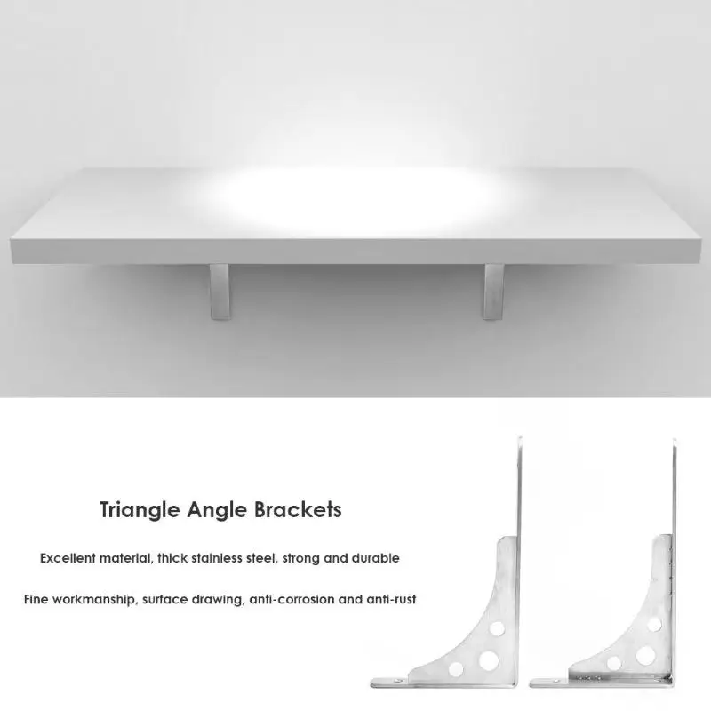 2pcs/set Triangle Angle Bracket Wall Mounted Stainless Steel Bearing Shelf