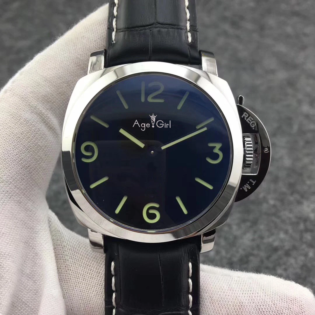 

44mm Luxury Brand New Men Automatic Mechanical Sapphire Stainless Steel Black Leather 1950 3 Days Luminous Green Number Watch