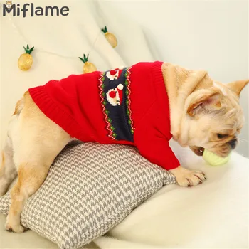 

Miflam Red Dog Sweater Santa Claus Pet Clothes For Dog Clothes Cute Small Dog Costume Lucky French Bulldog Poodle Clothes Winter