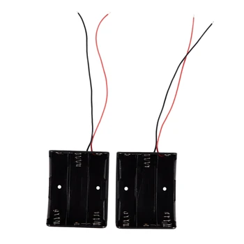 

2 Pcs Black Plastic Battery Holder Case w Wire for 3 x 18650 11.1V