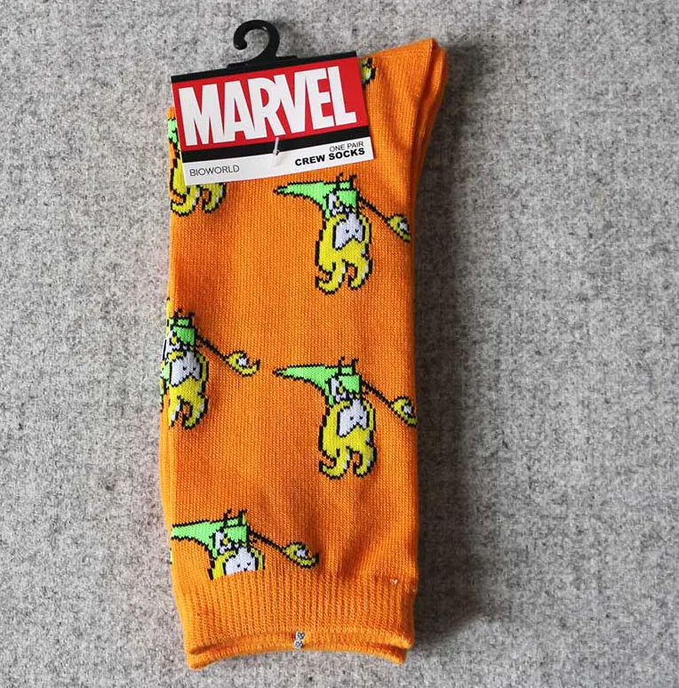 Герой комиксов Marvel General мужские носки с героями мультфильмов, Железный человек, Капитан Америка, по колено, теплые, сшитые, с рисунком, противоскользящие, повседневные носки - Цвет: 4