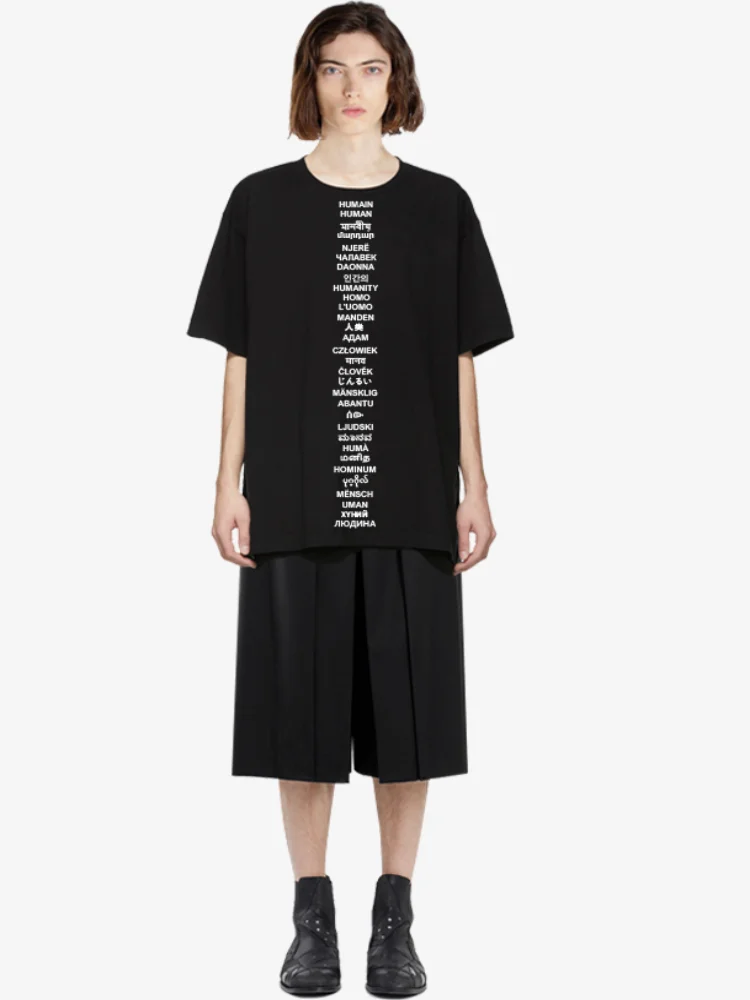 Men's Pant Casual Pants Wide Leg Pants Summer New Black Elastic Waist Wide Pleated Design Large Size Short Pant Skirt