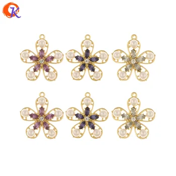 

Cordial Design 50Pcs 26*29MM Jewelry Accessories/Hand Made/Imitation Pearl/Flower Shape/Earring Findings/DIY Rhinestone Charms