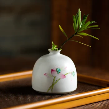 

Ceramic Mini Vases For Flowers Small Lotus Vase Home Decor Vase White Flower Terrarium Home Accessorizes Chinese Jindezhen Vases