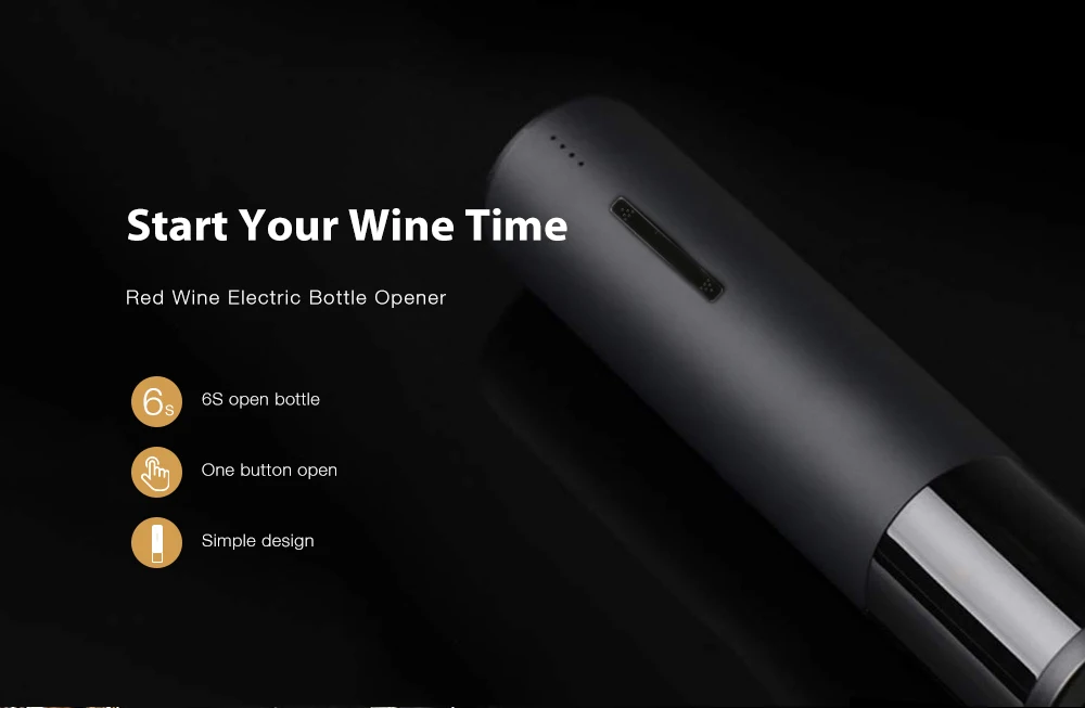 Xiaomi Портативный электрический USB Перезаряжаемый штопор для бутылок вина кухонный нож с бумажным резаком