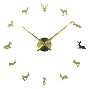 

Wildlife Moose DIY Giant Wall Clock Moose Silhouette Decor Frameless Wall Watch Modern Nature Animal Wall Hunting Clock Watch