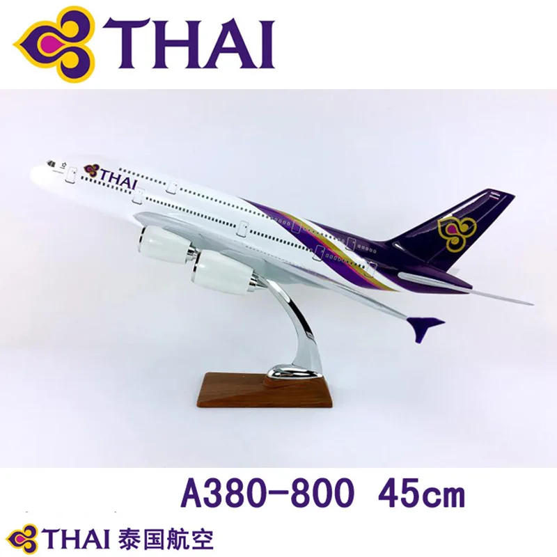45 см тайская авиакомпания литья под давлением самолет 1/133 масштаб Airbus A380-800 модель самолета игрушки пластиковый сплав с базовым самолетом коллективный подарок