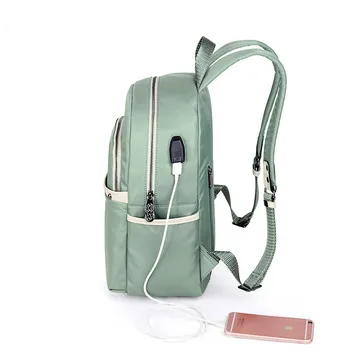

Women's Fashion Simple Oxford Cloth Backpack USB Charging Computer Bag Wild Outdoor Travel Big Bag 2019 New