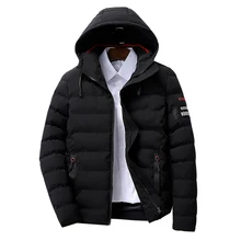 Для мужчин зимняя куртка с капюшоном в стиле casual, Модное теплое пальто Для мужчин, парка верхняя одежда, плотный пуховик Slim Fit Мужской Костюмы плюс Размеры M-4XL, GA487