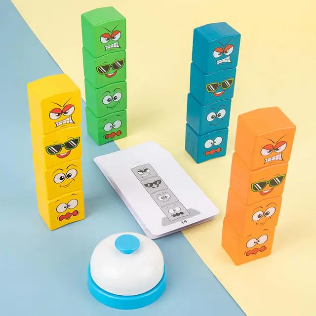 Wooden Expressions Toy Kids Educational Blocks Unique Designed Expression Cubes for Eyesight Protection Memory Improvement More 4