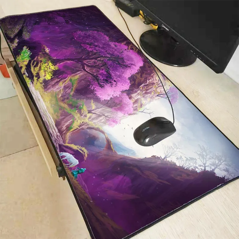 XGZ Fantasy Purple Tree Landscape Gaming Lock Edge Mouse Pad Large Computer Mousepad Rubber Desk Ma