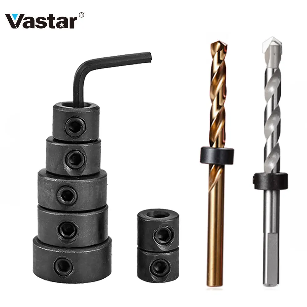 Vastar 8pc/sets Metric Drill Bit Shaft Depth Stop Collars Woodworking Drill Bit Limited Ring Collar