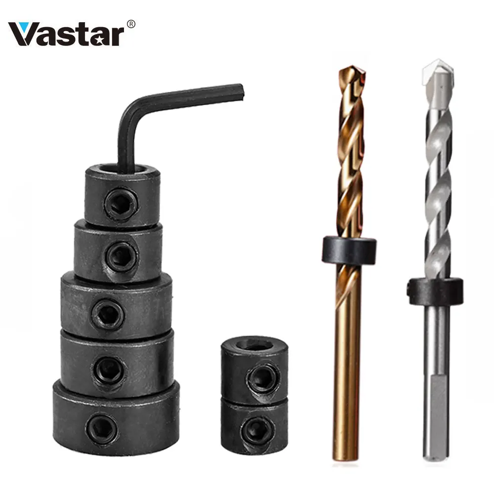Vastar 8pc/sets Metric Drill Bit Shaft Depth Stop Collars Woodworking