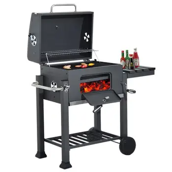 

107*115*68cm Outdoor BBQ Grill Barbecue Rack Bacon Stove Outdoor Courtyard Camping Home Three-in-one Charcoal Grills Smoke Stove