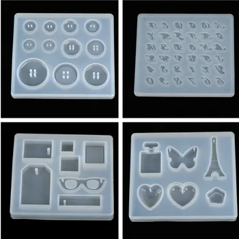 

1PCS Epoxy Pendant Craft Tool Handmade DIY Silicone Mold Resin Buttons Heart Letter Pendant Jewelry Making Mould