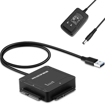 

USB 3.0 to SATA Converter Adapter Dual External Hard Drive Adapter for 2.5/3.5 InchesD and SSD with US Power Adapter