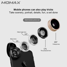 Телеобъектив MOMAX для мобильного телефона телефото макро рыбий глаз пять в одном подходит для телефонов ios и Android объектив для телефона