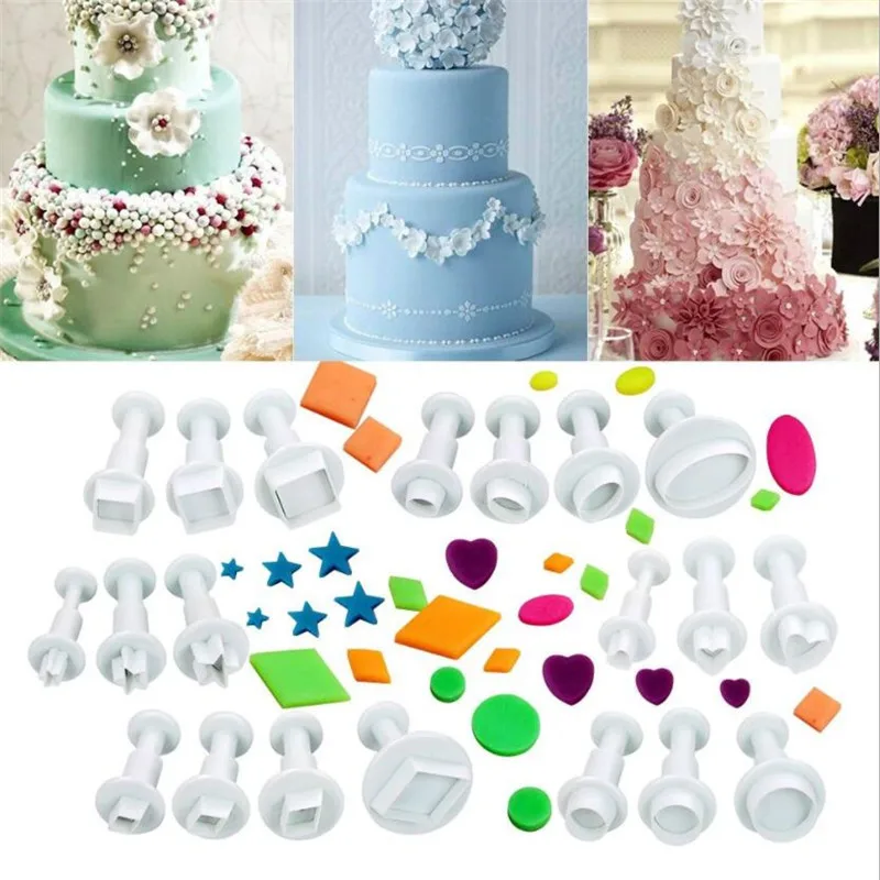 Heart Star Round Square Flower Shape Fondant Cake Decorating Gum Paste Pastry Sugar Craft Cutter Mold Biscuit Stamp Pastry Tools