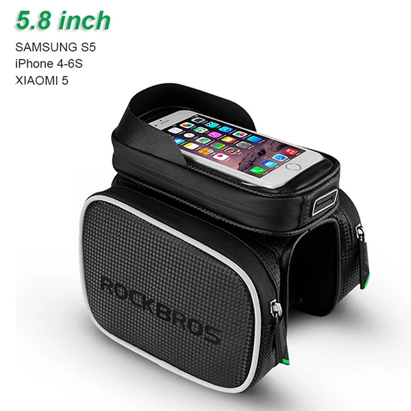 Satellite Style S ROCKBROS 6.2 Inch Bicycle Front Frame Top Tube Bag Waterproof TPU Touch Screen MTB Road Bike Bags Cell Phone Bicycle Cycling Bag - Color: Satellite Style S