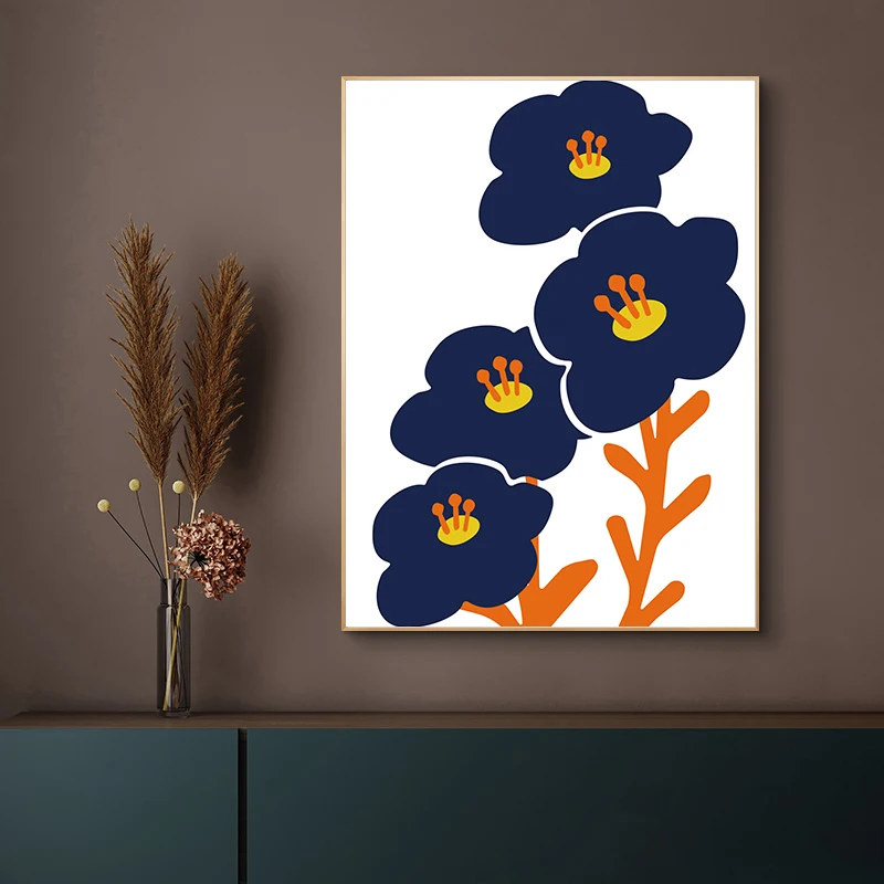 Canvas Painting Wall Art Japanese Flower Poster Nordic Style Colorful Flowers Black and White Traditional Living Room | Дом и сад