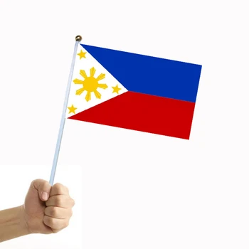 

Cheap 50pcs Philippines flag Philippines hand wave flags 14X21CM hand flag flying hand national flag with Pole Handing flag