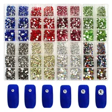 Стразы для маникюра с плоской подошвой, алмазное стекло, Стразы для ногтей, цветные, в коробке, алмазные, сделай сам, украшение для ногтей